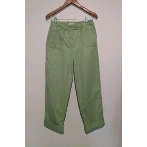Talbots Pants Spring Green Crop Capri Utility Big Pocket Cotton